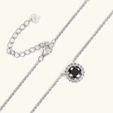 925 Solid Silver 1 carat Round Black Moissanite Pendant with GRA Certificate