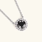 925 Solid Silver 1 carat Round Black Moissanite Pendant with GRA Certificate