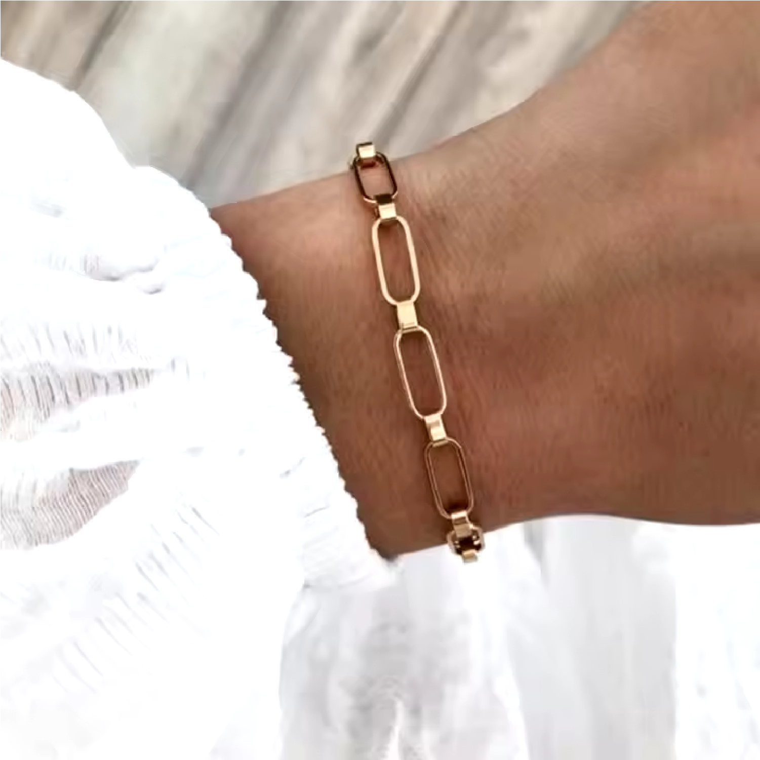 Bold Paperclip Bracelet on Model