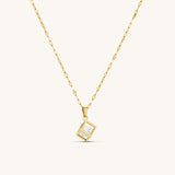 Box Pendant with Encapsulated 3ct Cubic Zirconia