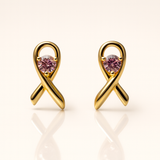 18K Gold on Solid 925 Silver Breast Cancer Moissanite Earrings