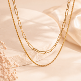Layered Rope and Paperclip Necklace