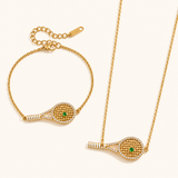 Tennis Racket Pendant and Bracelet