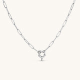 Circle Charm Paperclip Necklace Silver