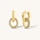 Circle Rhinestone Drop Hoop Earrings