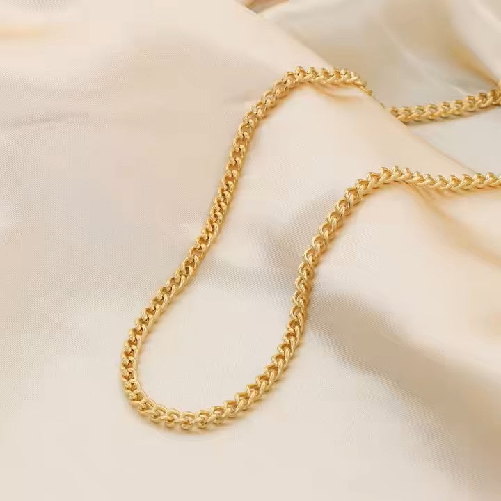 Curb Chain Necklace on Silk