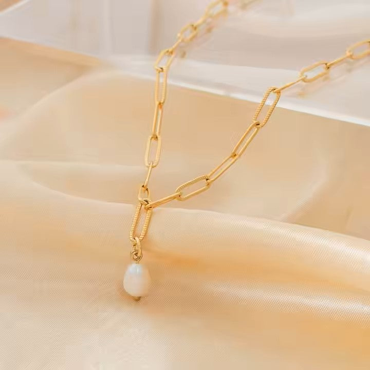 Dainty Freshwater Pearl Pendant Necklace on Silk