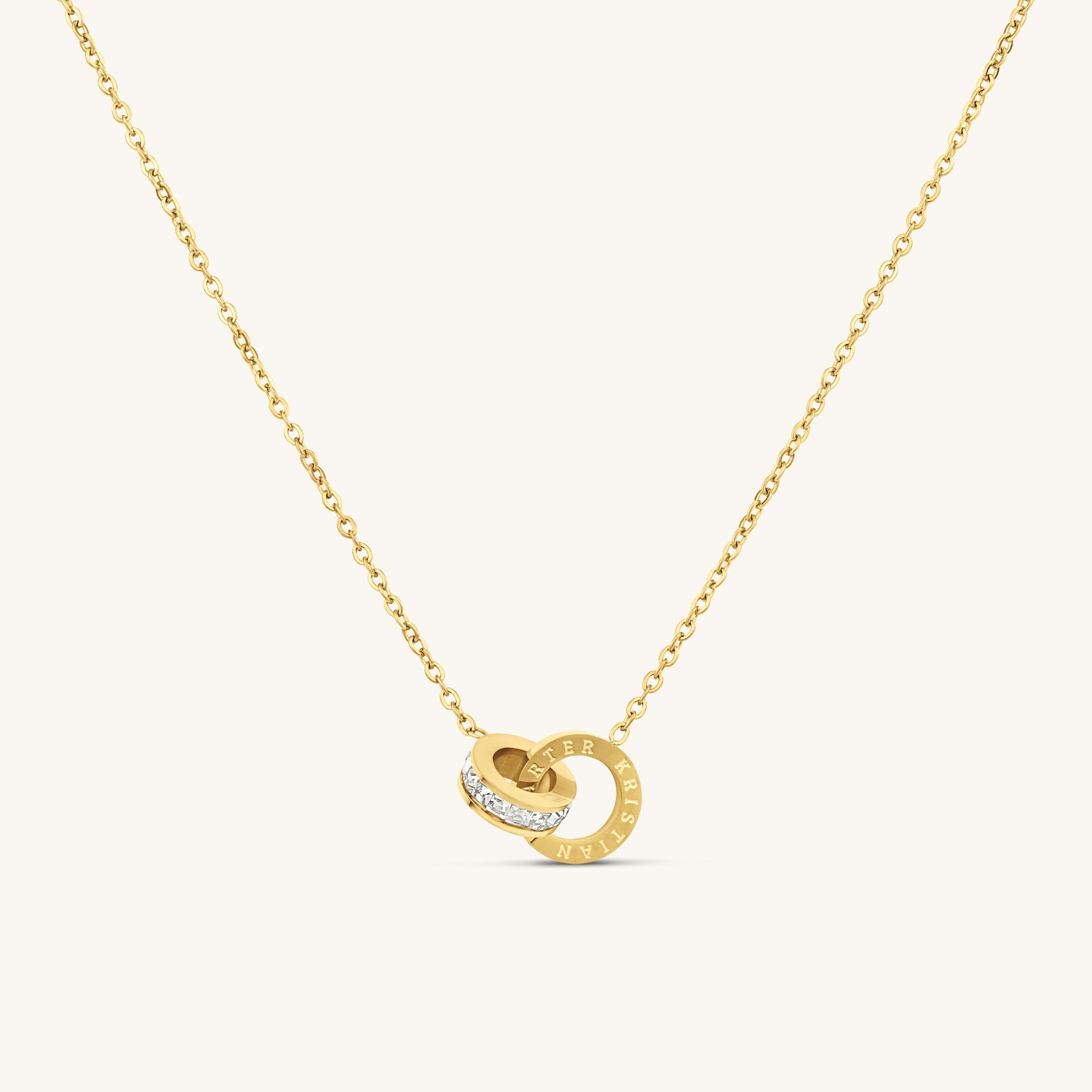 Exclusive Luna Link Necklace with hand set Zircon Stones