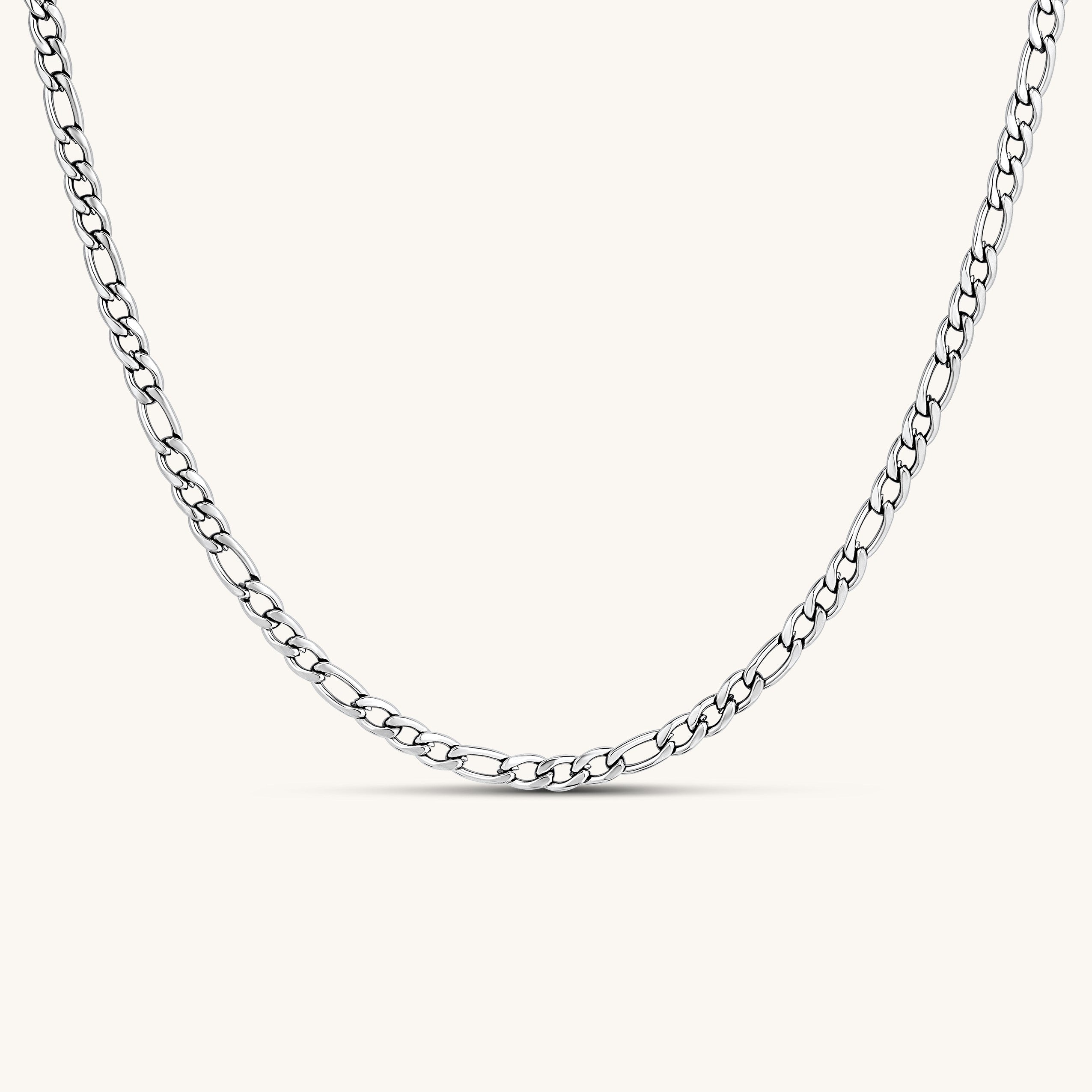 Figaro Link Chain Necklace Silver