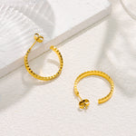 Fluted Edge Hooped Earrings on Stone