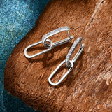 Sterling Silver and Moissanite Paperclip Drop Link Earrings with GRA Certificate