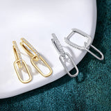Sterling Silver and Moissanite Paperclip Drop Link Earrings with GRA Certificate