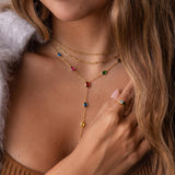 Multicolor CZ Y Lariat Necklace