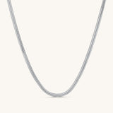 Herringbone Flat Snake Necklace Silver