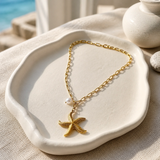 Starfish & Pearl Paperclip Necklace