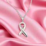 Solid 925 Silver Breast Cancer Moissanite Pendant