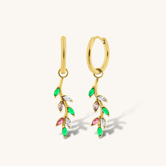 Long Tassel Zirconia Leaf Earrings