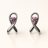 Solid 925 Sterling Silver Breast Cancer Moissanite Earrings