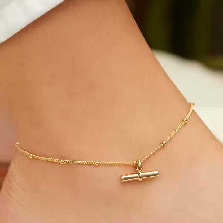 T Bar Anklet on Model