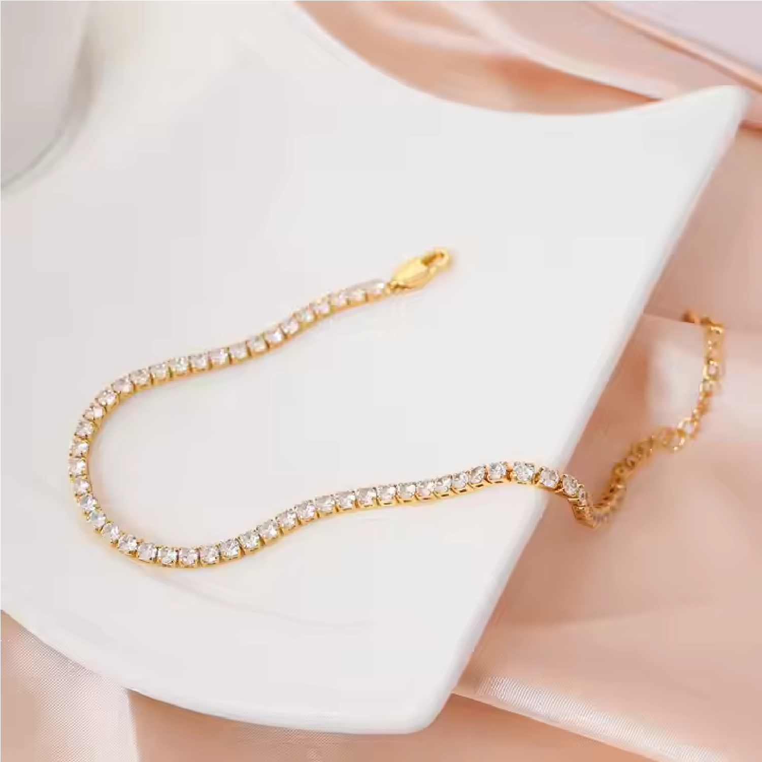 Tennis Bracelet on Silk