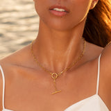 Toggle Clasp Paperclip Necklace on Model
