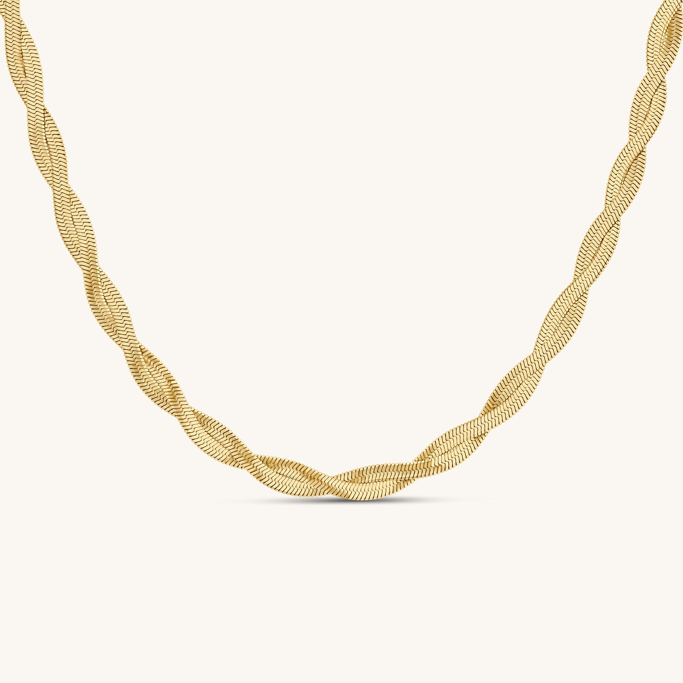 Twisted Double Layer Herringbone Snake Necklace