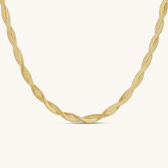 Twisted Double Layer Herringbone Snake Necklace