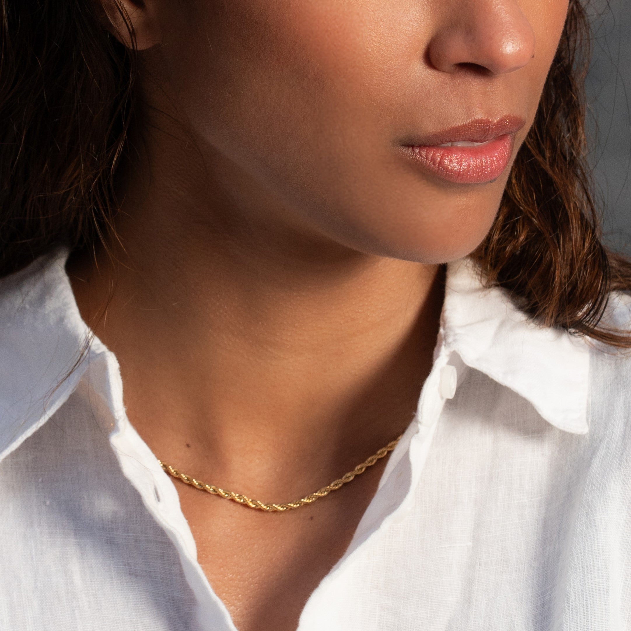 Twisted Rope Necklace on Model