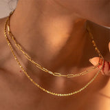 Layered Rope and Paperclip Necklace