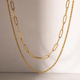 Layered Rope and Paperclip Necklace